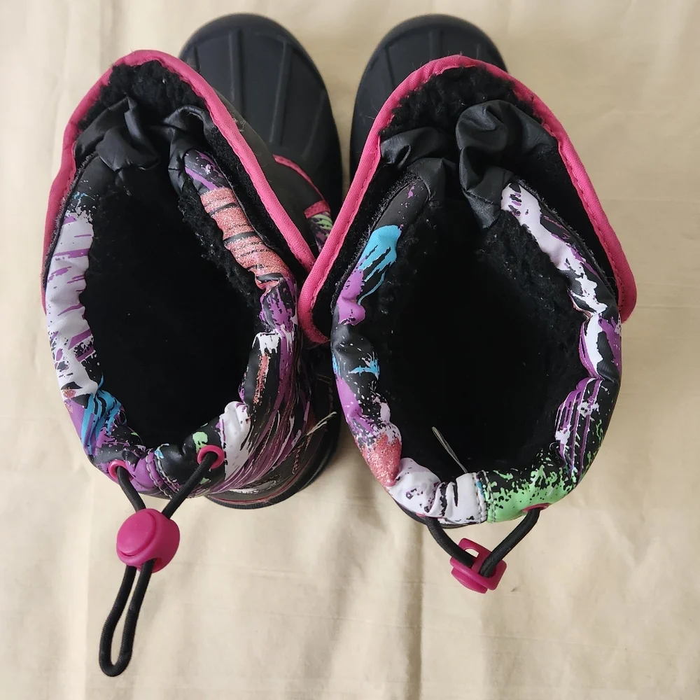 Athletech Kids Rain & Snow Boots - Black and Pink Size 5